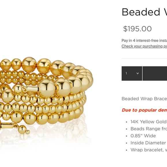 Jennifer Miller 14k Gold Plated Beaded Wrap Bracelet